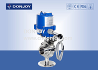 Stainless steel 304 weld sanitary level butterfly valves of ball type with electric actuator