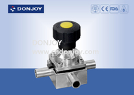 SS 316L plastic manual mini three way diaphragm valve with 3 ports, Welded Ends