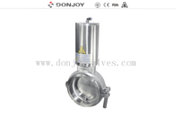 Sanitary Grade 12 inch double acting  Stainless steel 316 Pneumatic Butterfly Valve For Powder