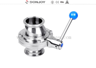 Stainless Steel Clamped End actuated butterfly valve High purty Pull hand