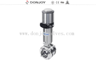 double seat  butterfly valves sanitary pneumatic mixproof  with positioner