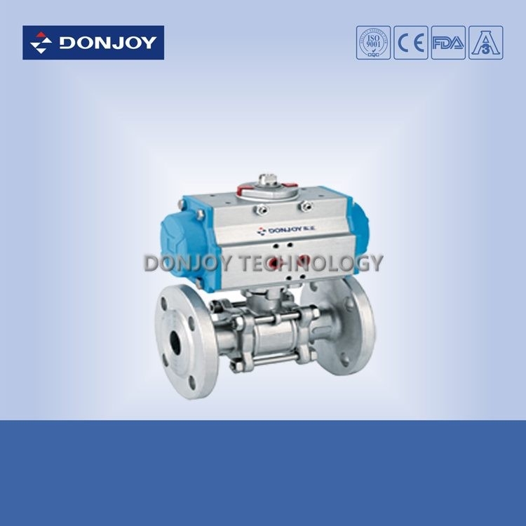 Pnuematic JIS-Flanged  3 PCS industrial full port Ball valve With flange Connection