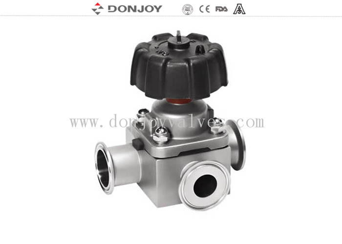 1 inch - 4 inch  Manual T type tee sanitary diaphragm valve with Clamp Ends 316L