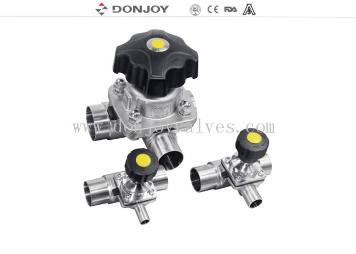SS316L 1 INCH T type Three-way Manual Diaphragm Valve for phamacy Fluid Control