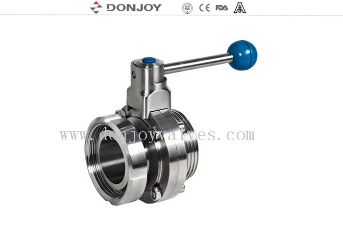 DN10-DN300 sanitary stainless steel butterfly valves with union ends