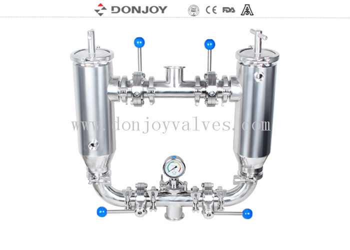Donjoy Sanitary Food Grade Beverage Duplex Filter With Diaphragm Valve Control