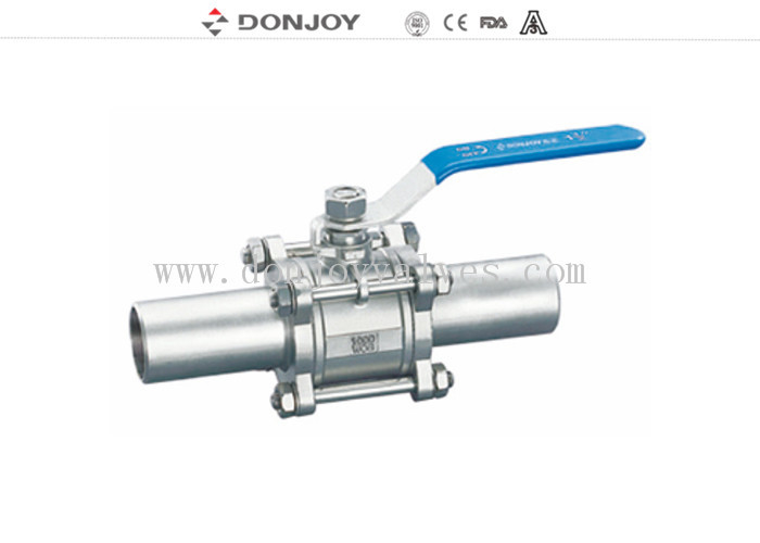 3pcs welded full port Sanitary Ball Valve With connection pipe