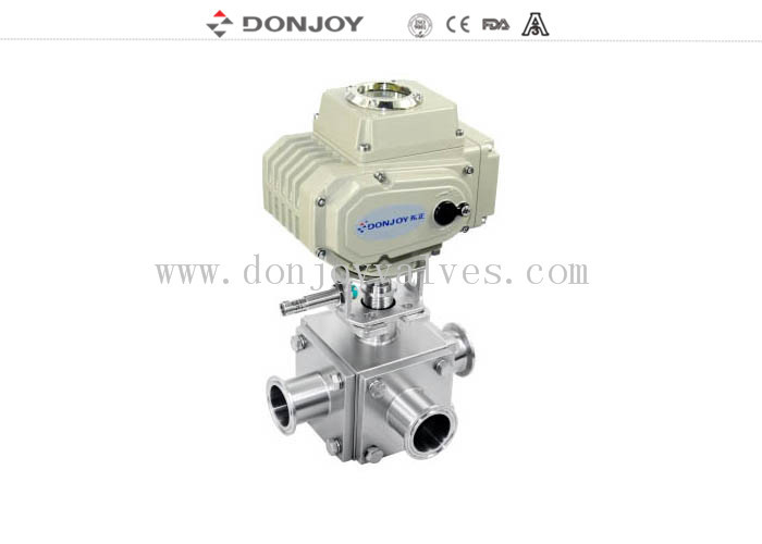 Electric actuator three-way ball valve with T type and full port