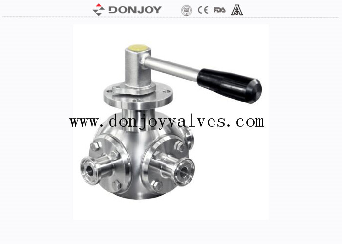 0.5 Inch T Type 3 Way Ball Valve With Tri Clamp And Horizontal Aluminum Actuator