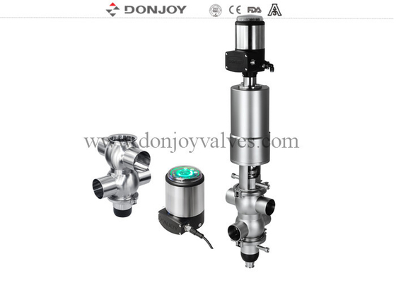 Sanitary SS316L Mixproof Double Seat Valve DN40-DN150 with Pneumatic Intelligent Positioner