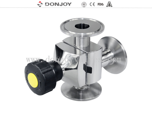 316L Mini Type  3 way Sanitary Diaphragm Valve L type  with tri clamp End