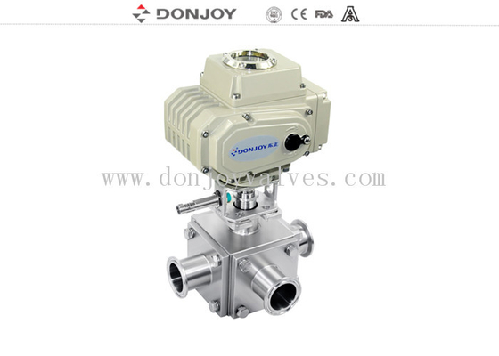 SS316L Electric Actuator L Port 1.5" Sanitary3 way non retention Ball Valve