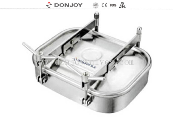 3A / SMS / ISO Sanitary Rectangular Tank Manhole Cover Outward Opening