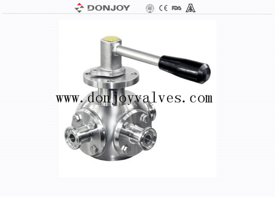 0.5 Inch T Type 3 Way Ball Valve With Tri Clamp And Horizontal Aluminum Actuator