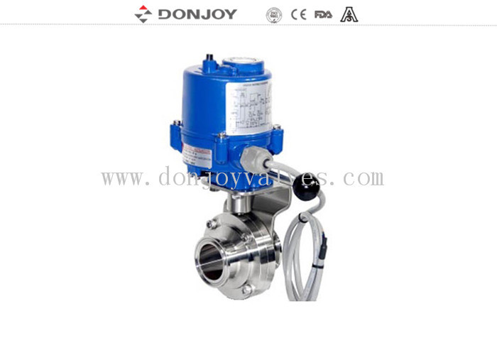Stainless steel 304 weld sanitary level butterfly valves of ball type with electric actuator