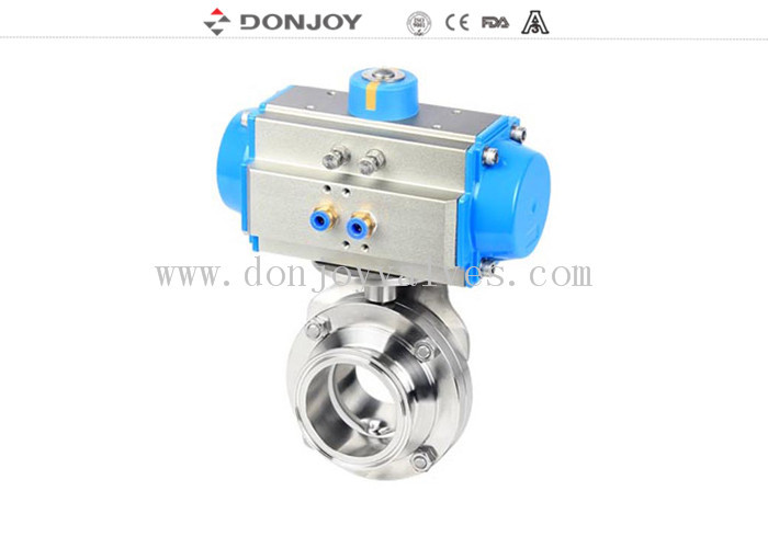Sanitary 10" Pneumatic Butterfly Valves With Double acting Aluminum Actuator Stainless Steel 304 316L