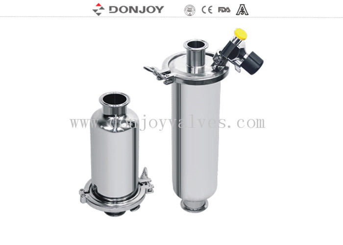 Food Processing SS304 Inline Sanitary Filter With Sample Valve / Discharge Valve