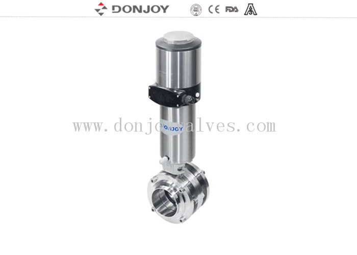 High purity 3PC butterfly valves sanitary pneumatic mixture proof  with positioner