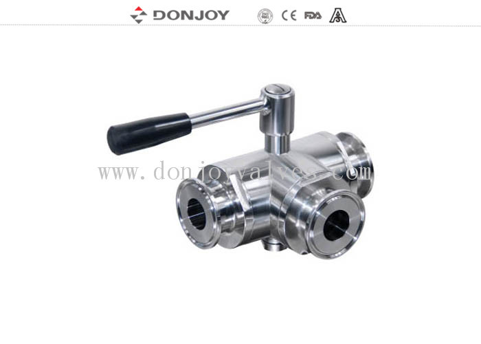 DN10-DN100 Manual Three Way  Sanitary Ball Valve with clamped Connection